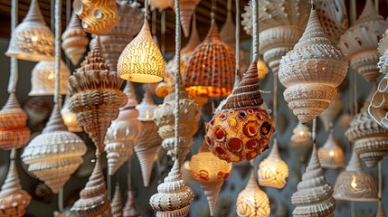 Lamps made from sea shells.