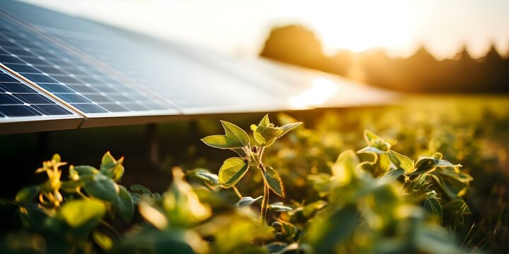 Harnessing Wind and Solar Energy for Sustainable Power. Concept Renewable energy, Wind farms, Solar panels, Green technology, Sustainable power