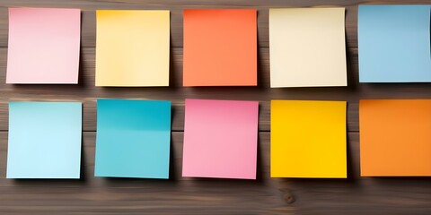 Colorful blank sticky notes from above with clean surface for copy space. Concept Colorful sticky notes, Copy space, Blank surface, Office supplies, Stationery