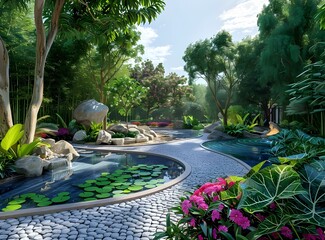 Garden landscape design renderings