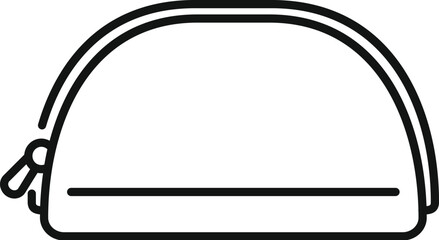 Black and white outlined drawing of a simple cosmetic bag, ideal for icons or logos © anatolir