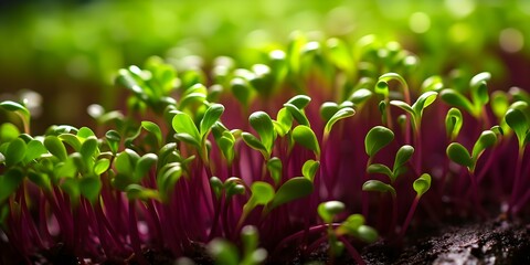 Fototapeta premium Microgreen Background: Symbolizing Health, Fresh Produce, and Sustainable Living Themes. Concept Health, Fresh Produce, Sustainable Living Themes, Microgreens