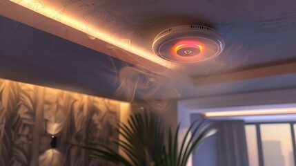 Smoke detector installed on a ceiling for home safety.

