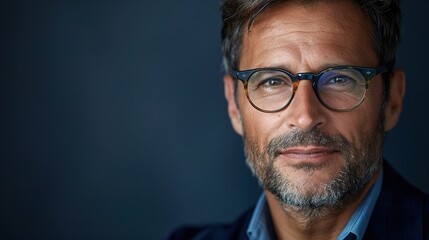 confident businessman portrait featuring a middle-aged man with glasses