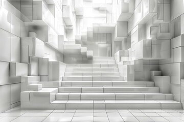 White Abstract Architectural Staircase Background