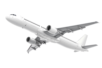 flying airplane on a transparent background