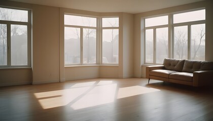 Obraz premium An empty loft livingroom penthouse NY,Madrid,London for Augmented reality mockup pattern frame