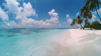ヤシの木とターコイズブルーの海とビーチ