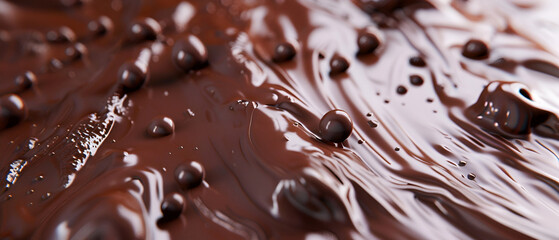 background with Liquid chocolate ,pouring dark melted chocolate ,Texture of smears of soft chocolate for a background