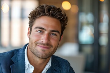 Obraz premium Man with a beard and a white shirt looking at the camera
