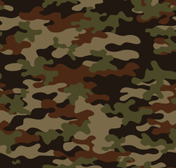 Fototapeta premium Camouflage military background, army seamless pattern, green brown black texture