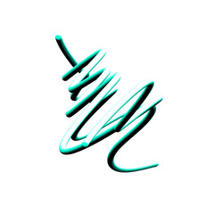 Blue brush strokes with colorful acrylic doodle paint texture, without background