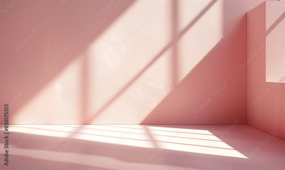 Poster 3d rendering of a pink empty room with soft shadows and light, close up, copy space concept. the ren