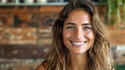 Obraz premium confident woman with a bright and engaging smile