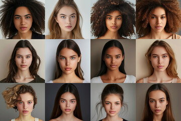A group of women with different skin tones and features are smiling for the camera. Concept of diversity and inclusivity, celebrating the beauty of all skin tones and features