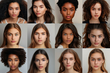A group of women with different skin tones and features are smiling for the camera. Concept of diversity and inclusivity, celebrating the beauty of all skin tones and features