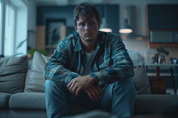 Obraz premium Man relaxing on a sofa in a home
