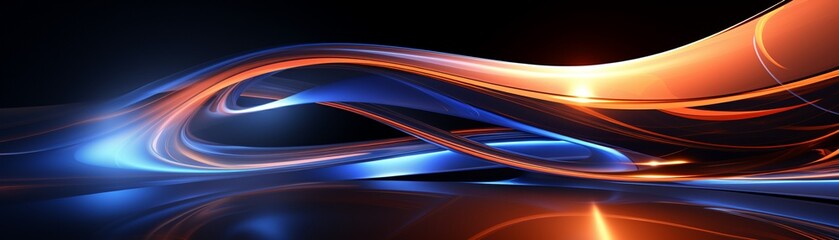 A futuristic design featuring undulating surfaces in alternating blue and orange, high gloss finish, dynamic lighting, detailed rendering 8K , high-resolution, ultra HD,up32K HD