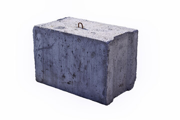 Reinforced concrete foundation block isolate on a white background.
