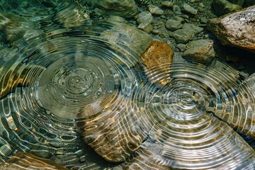 Circular water pattern on rocky surface