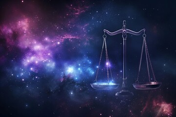 zodiac sign libra on space background with copy space