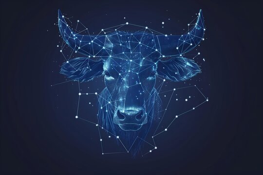 zodiac sign of taurus with constellation design on dark background 