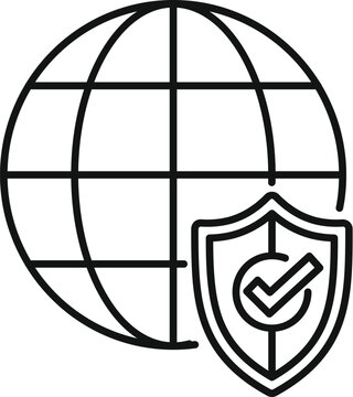 globe shield security checkmark icon clip art preview