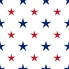 Patriotic seamless background with stars in national flag colors for USA holidays. American National Symbol