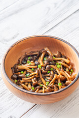 Bowl of beach mushrooms