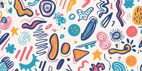 Obraz premium colorful pattern of shapes and lines on a white background