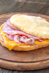 Pita cheese and ham sandwich