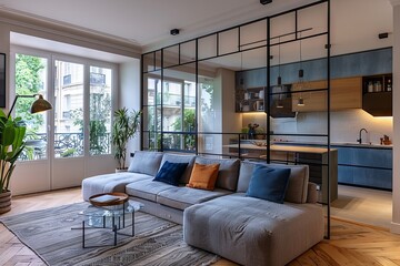 Fototapeta premium Modern living room in an apartment, creative design.