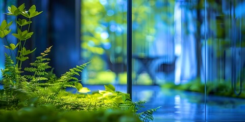 A Tiny Tiltshift Office Scene with Green Elements Symbolizing Corporate Sustainability and Environmental Responsibility. Concept Tiltshift Photography, Green Office, Corporate Sustainability