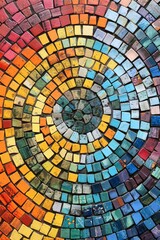Fototapeta premium Colorful Circular Mosaic Pattern - Vibrant Abstract Artistic Design in Rainbow Spectrum