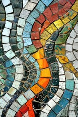 Fototapeta premium Colorful Abstract Mosaic Art with Curved Patterns and Vibrant Colors