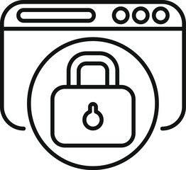 Vector illustration of a secure web browser with a padlock symbol, representing internet security