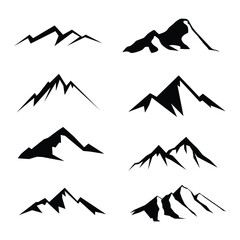 Mountain silhouette set icon vector design template