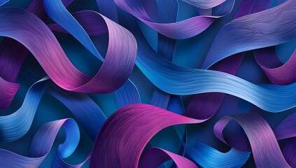 abstract background with blue and purple ribbons forming an intricate pattern, symbolizing unity in diversity
