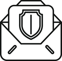 Shield and envelope icon representing secure email concept with encryption, technology, and cybersecurity for data protection and privacy