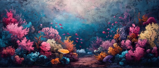 Graphic Painting Depicting The Underwater World.  Generative AI
