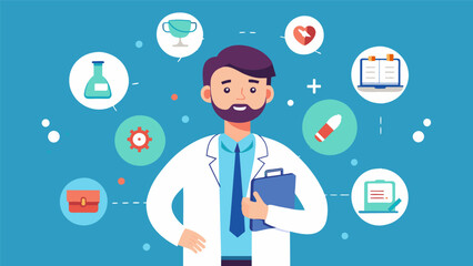 A renowned doctor explains the different specialties within the medical field and what it takes to become a doctor.. Vector illustration