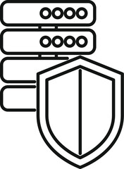 Obraz premium Vector illustration of server security icon with black and white shield, representing cybersecurity and data protection in technology network, isolated on white background