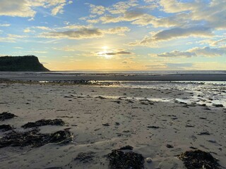 A view of the Beach at Ayr in Scotland during a sunset