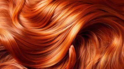  A tight shot of red hair texturized with light orange hair dye Obtained by blending red and light orange hair dyes at the image's peak