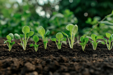 Close-up of Green Sprouts Growing from Soil (edited generative AI)