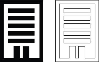 Building icon set containing house, office, bank, school, hotel, shop, university, city, real estate and hospital symbol. Solid flat and line black vector collection isolated on transparent background