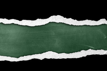 Ripped paper on green chalkboard