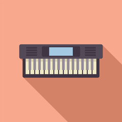 Modern flat design of an electronic music keyboard with a shadow, against a warm pastel background
