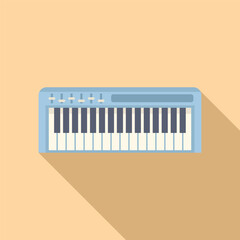 Vector illustration of a stylized electric keyboard in flat design, with shadow effect