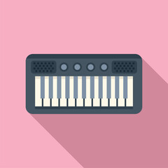 Vector image of a stylized electronic keyboard on a pink background in flat design style